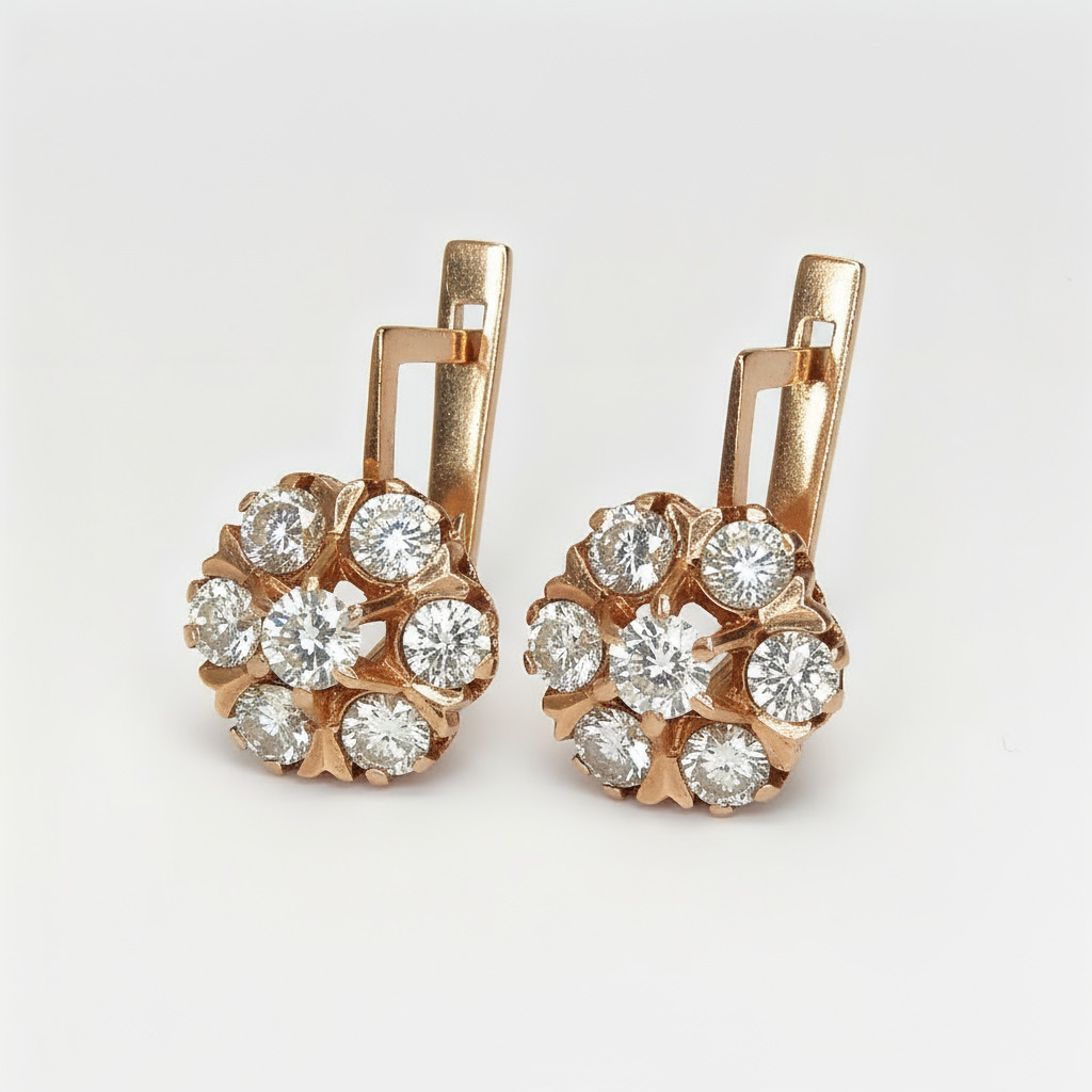 S925 Silver Round Cut Floral Pave Earrings S925 Silver Round Cut Floral Pave Earrings