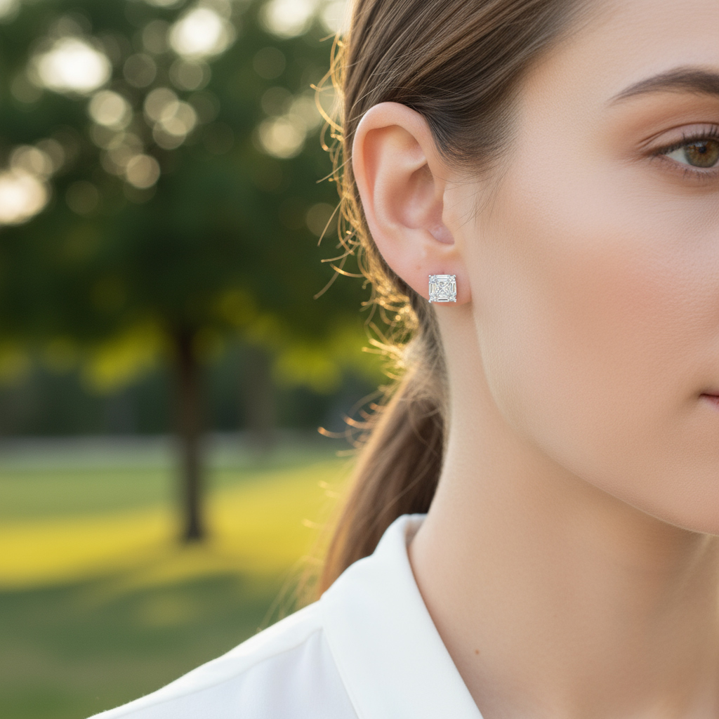 Princess & Baguette Cut VVS Moissanite S925 Silver Stud Earrings Princess & Baguette Cut VVS Moissanite S925 Silver Stud Earrings