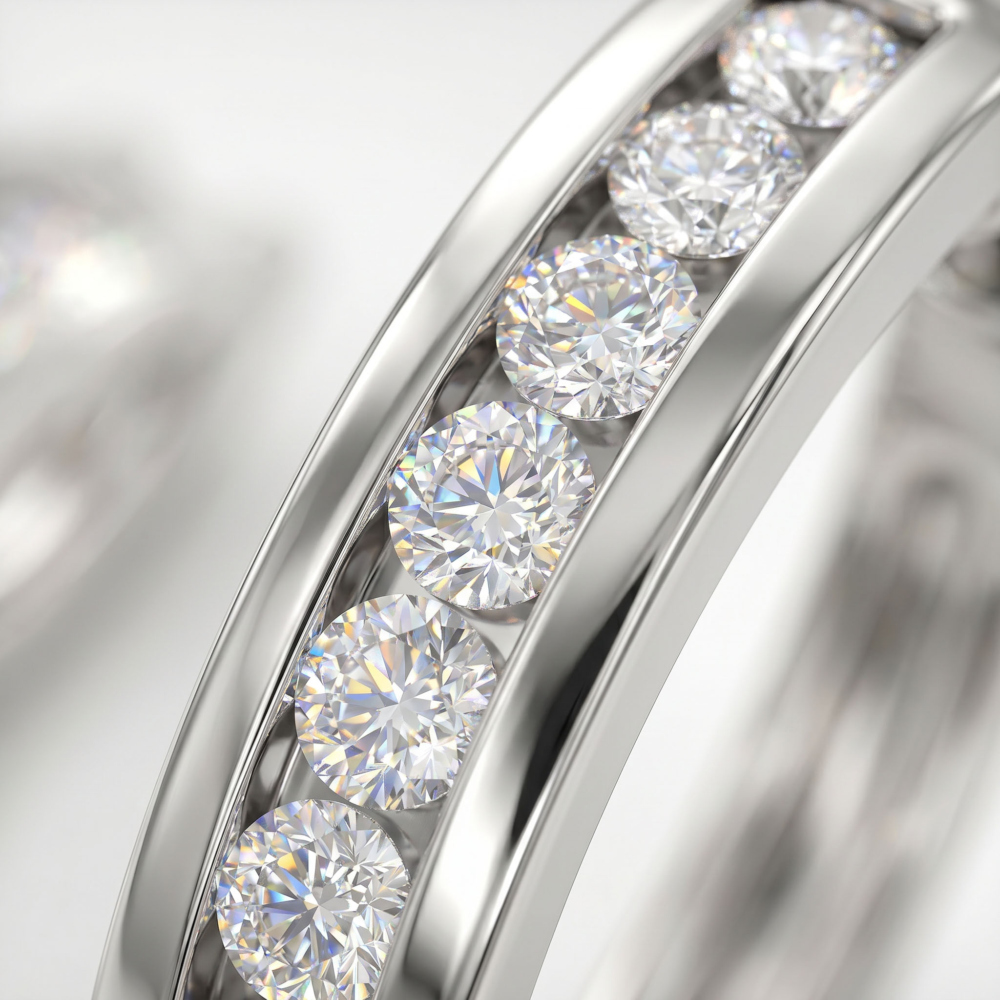 S925 Silver Round Diamond Channel Set Diamond Hoop Earrings