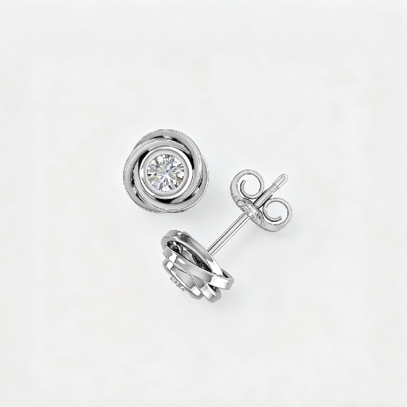 S925 Silver Round Diamond Rose Stud Earrings S925 Silver Round Diamond Rose Stud Earrings
