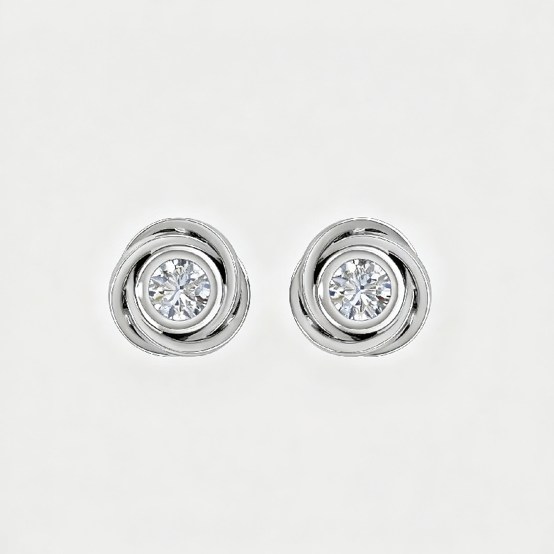S925 Silver Round Diamond Rose Stud Earrings S925 Silver Round Diamond Rose Stud Earrings