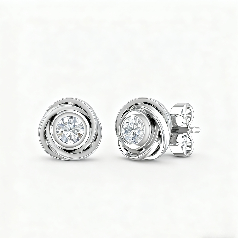 S925 Silver Round Diamond Rose Stud Earrings S925 Silver Round Diamond Rose Stud Earrings