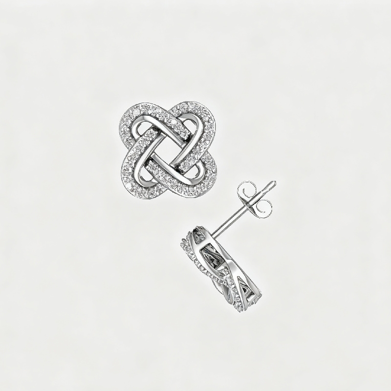 S925 Silver Flower Diamond Stud Earrings