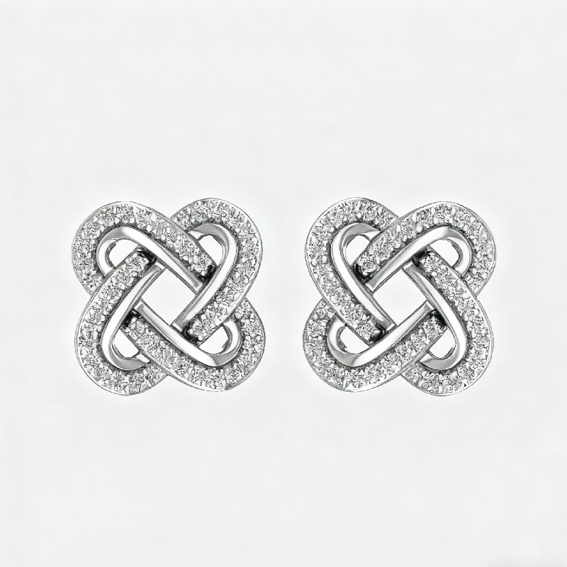 S925 Silver Flower Diamond Stud Earrings