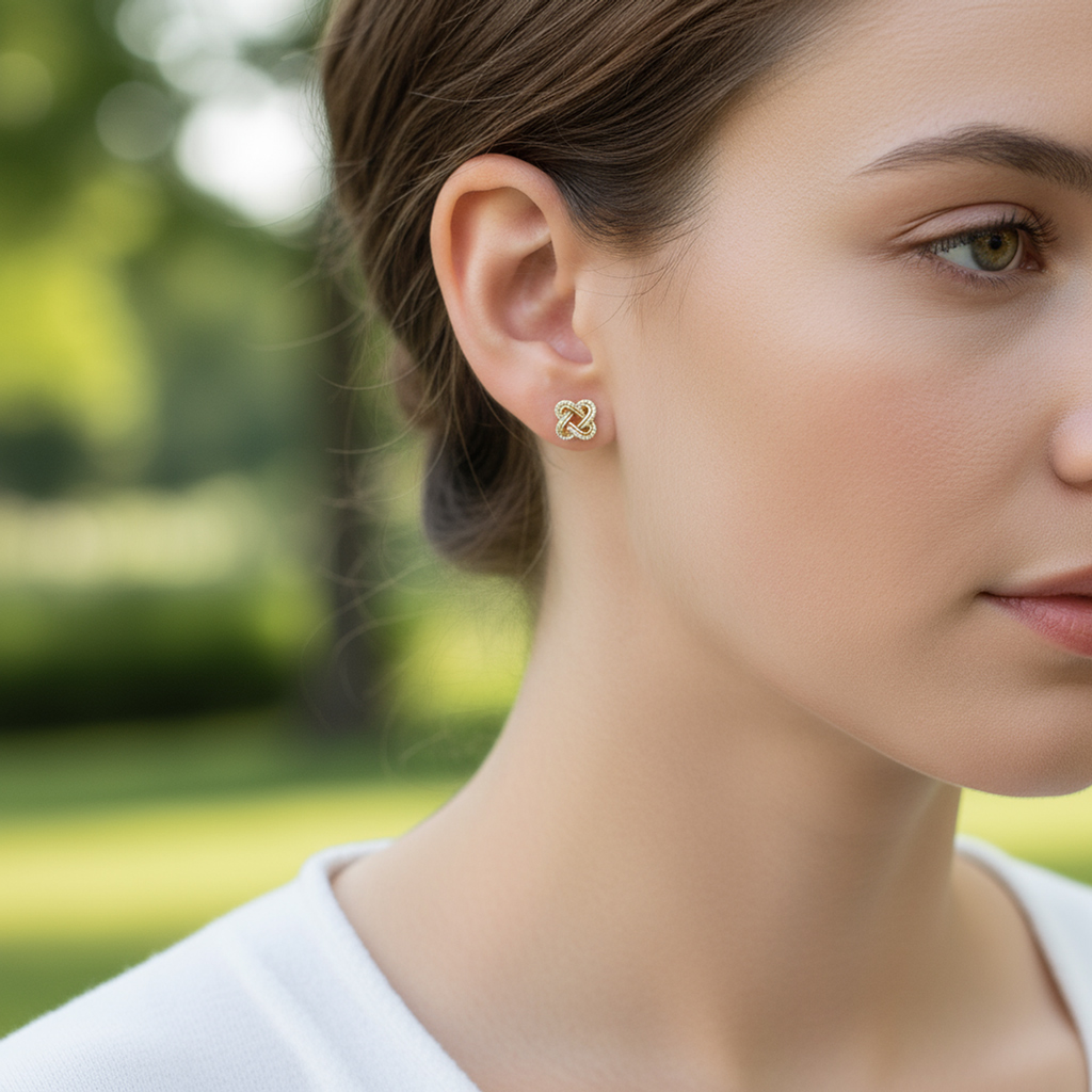 S925 Silver Flower Diamond Stud Earrings