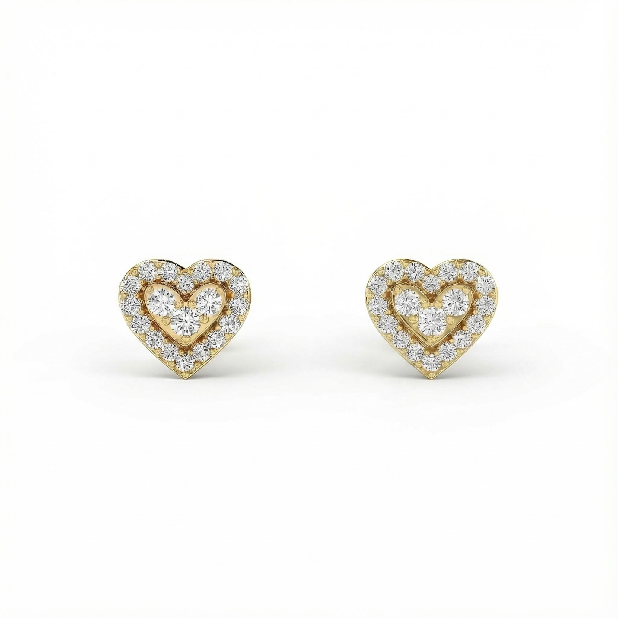 S925 Silver Heart Shaped Pave Stud Earrings