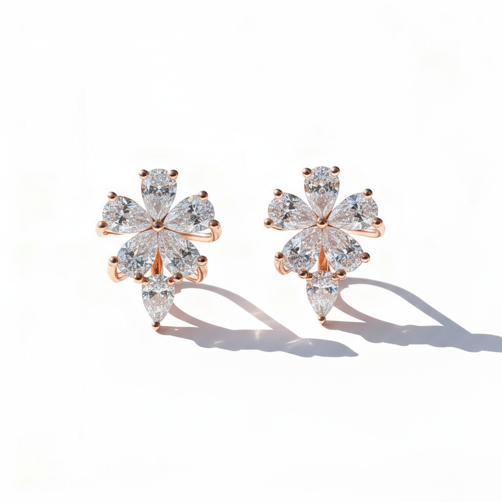 S925 Silver Flower Cluster of Pears Earrings