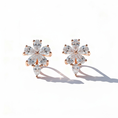 S925 Silver Flower Cluster of Pears Earrings