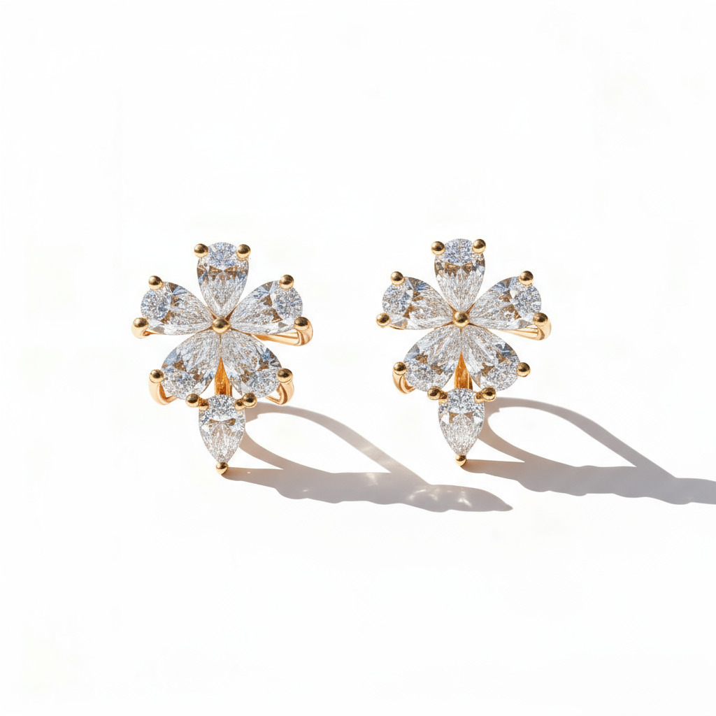 S925 Silver Flower Cluster of Pears Earrings