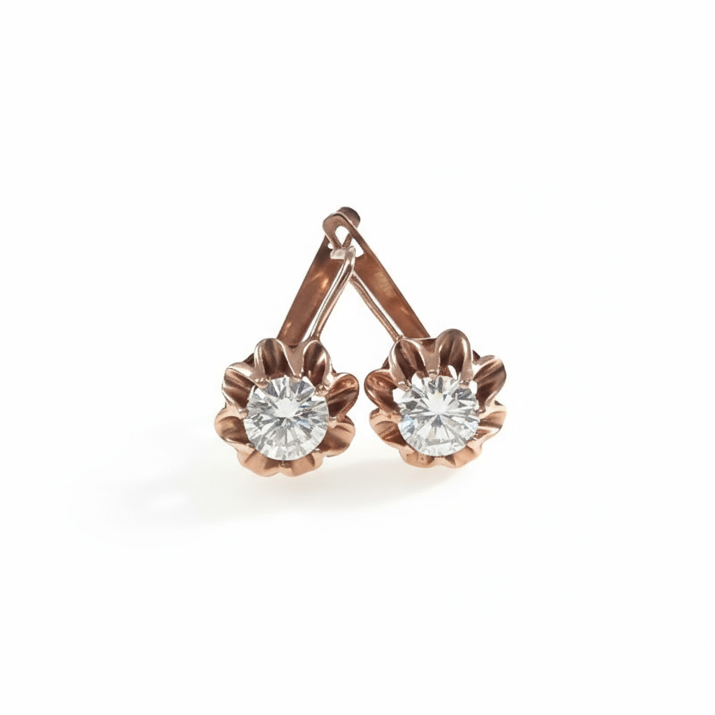 S925 Silver Round Cut Floral Solitaire Earrings S925 Silver Round Cut Floral Solitaire Earrings