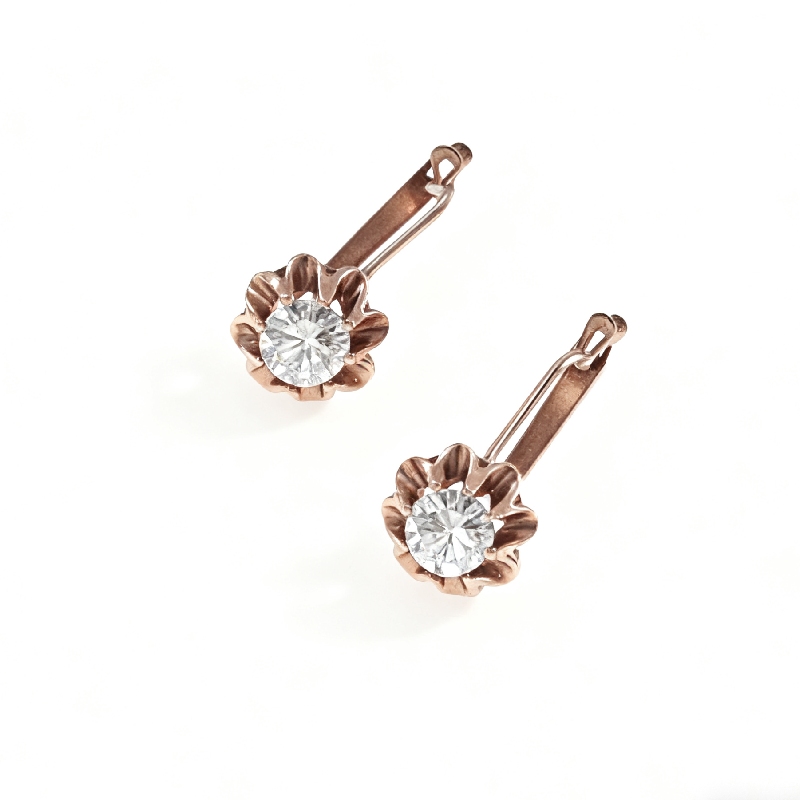 S925 Silver Round Cut Floral Solitaire Earrings S925 Silver Round Cut Floral Solitaire Earrings