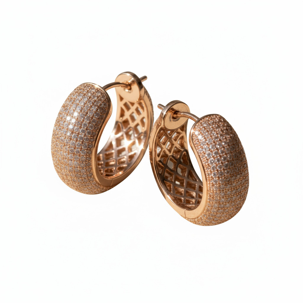 S925 Silver Pave Diamond Hoop Earring