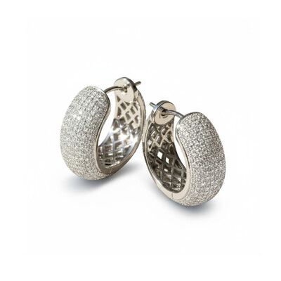 S925 Silver Pave Diamond Hoop Earring