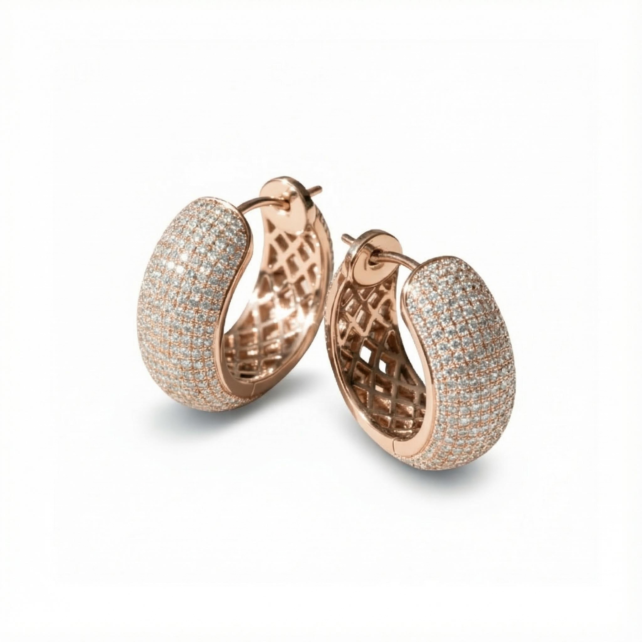 S925 Silver Pave Diamond Hoop Earring