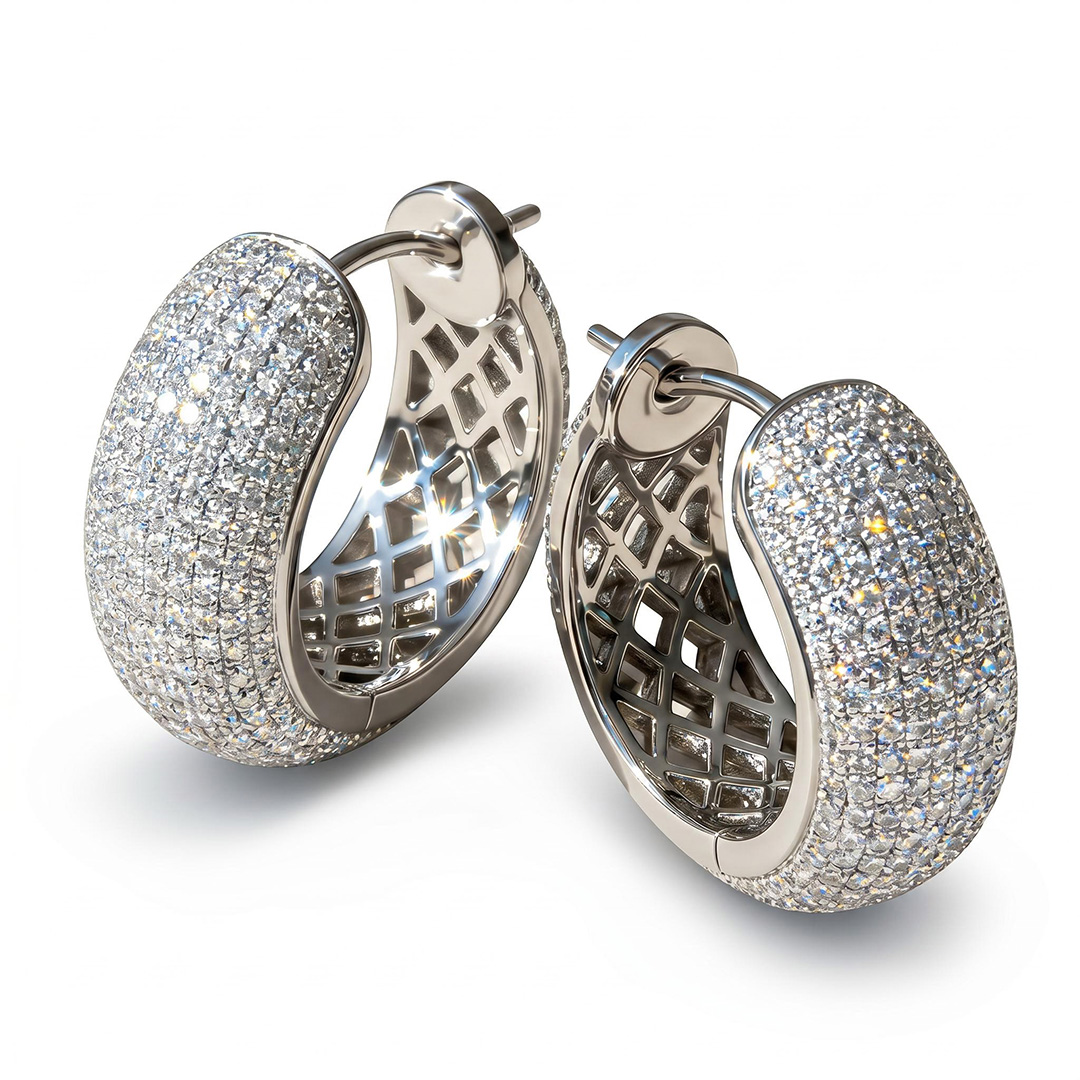 S925 Silver Pave Diamond Hoop Earring S925 Silver Pave Diamond Hoop Earring