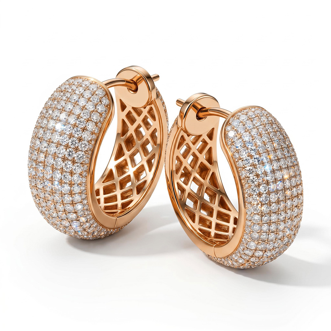 S925 Silver Pave Diamond Hoop Earring S925 Silver Pave Diamond Hoop Earring
