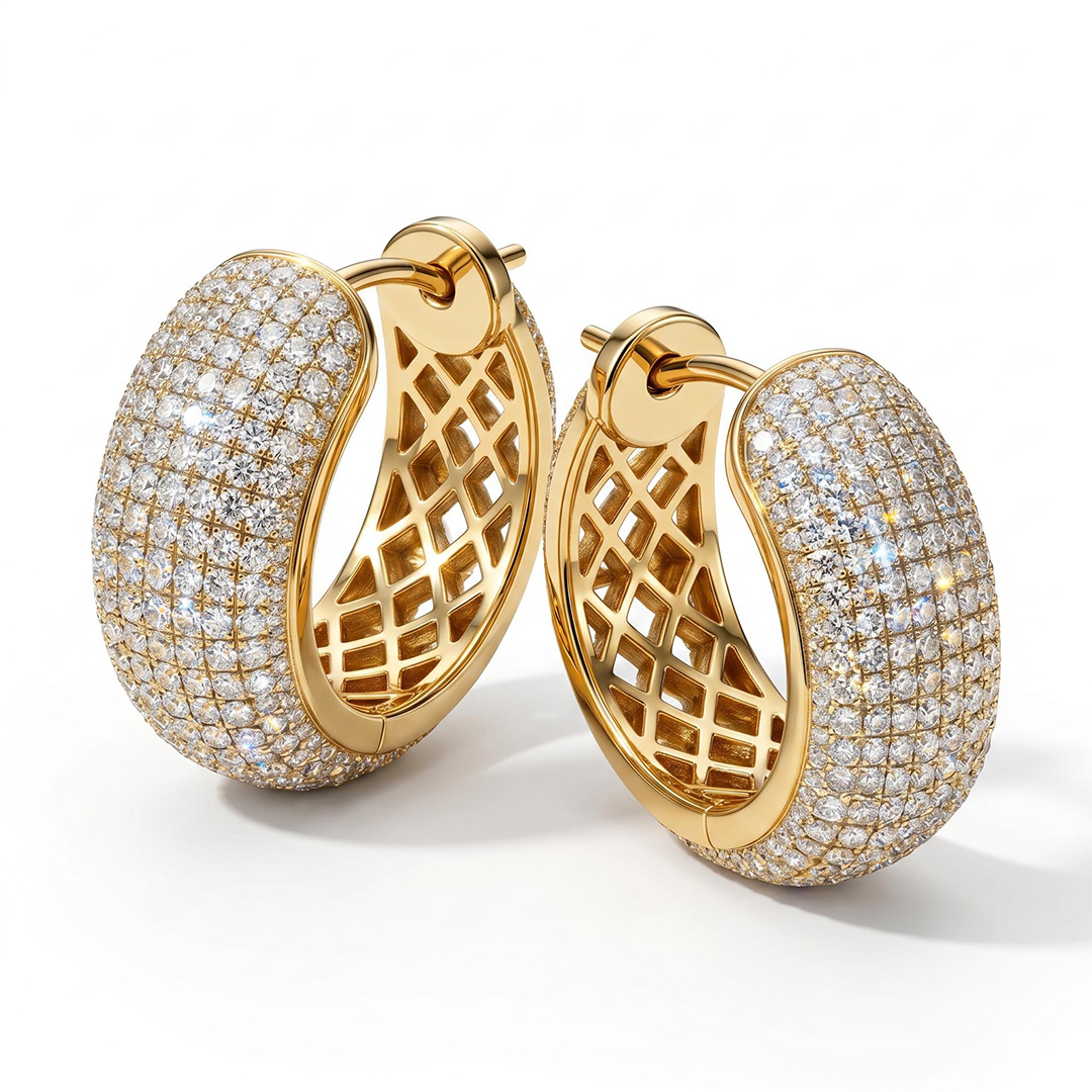 S925 Silver Pave Diamond Hoop Earring S925 Silver Pave Diamond Hoop Earring