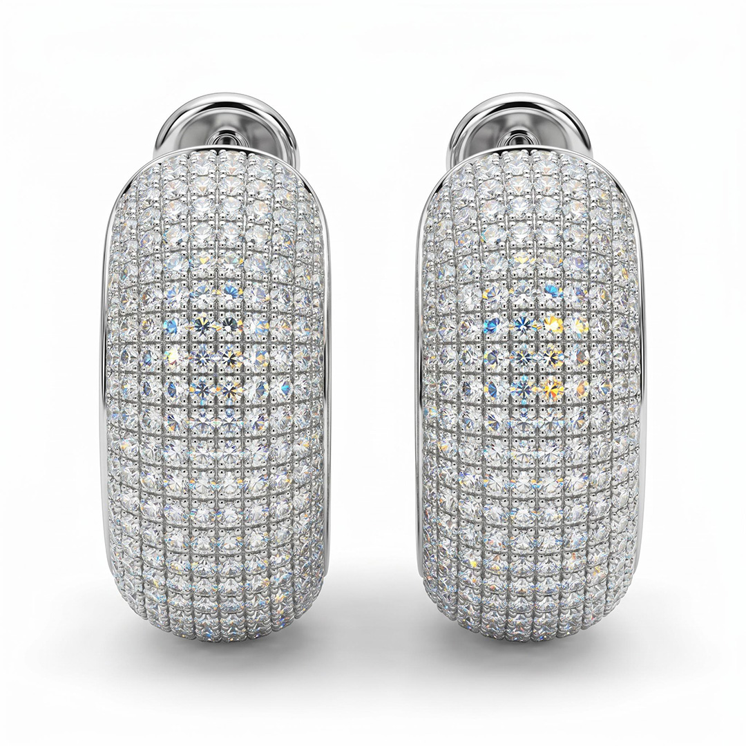 S925 Silver Pave Diamond Hoop Earring S925 Silver Pave Diamond Hoop Earring