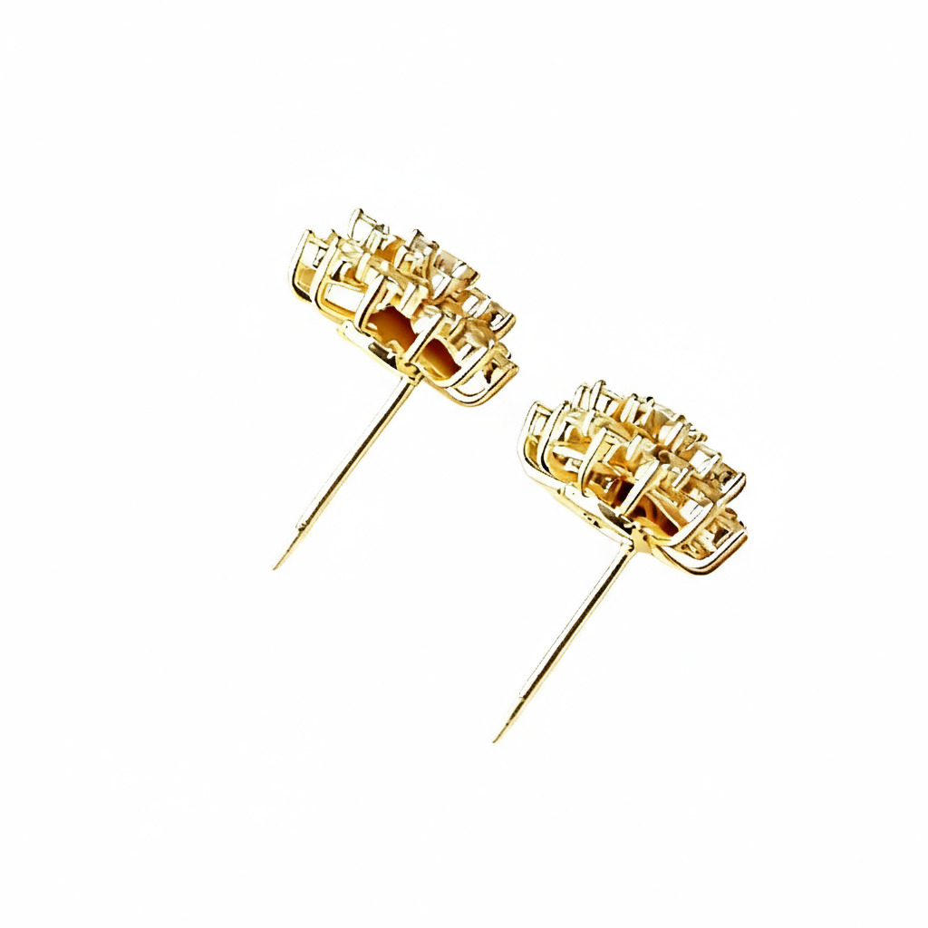 S925 Silver Round Diamond Floral Stud Earrings S925 Silver Round Diamond Floral Stud Earrings