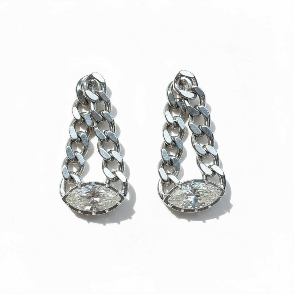 S925 Silver Marquise Cut Drop Earrings