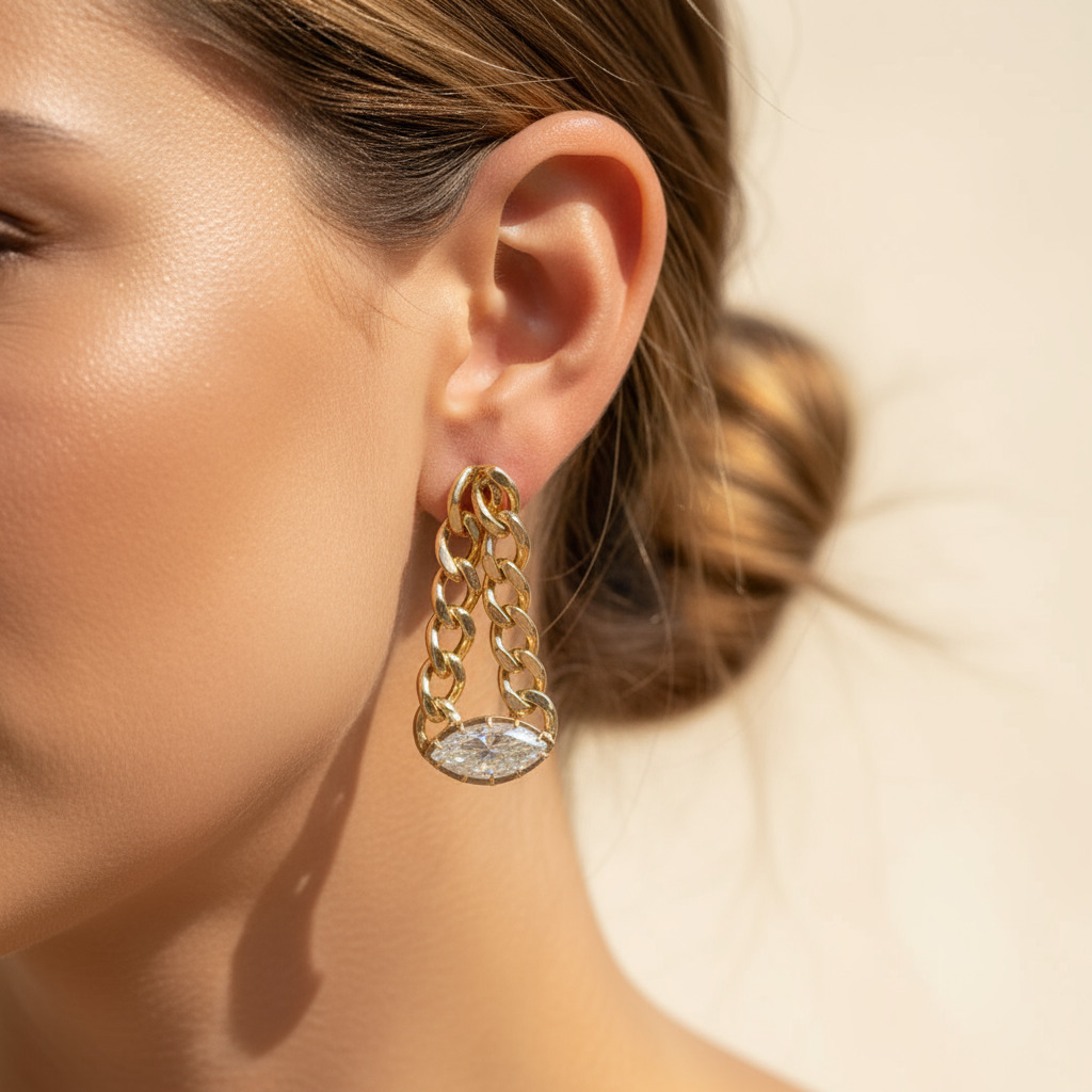 S925 Silver Marquise Cut Drop Earrings