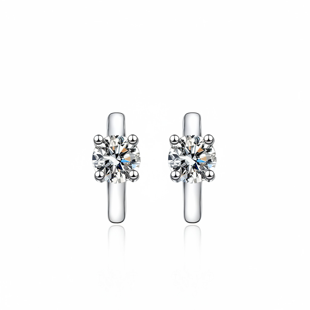 0.5CT Round Cut VVS Moissanite S925 Silver Hoop Earrings 0.5CT Round Cut VVS Moissanite S925 Silver Hoop Earrings