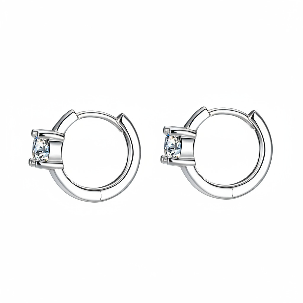 0.5CT Round Cut VVS Moissanite S925 Silver Hoop Earrings 0.5CT Round Cut VVS Moissanite S925 Silver Hoop Earrings