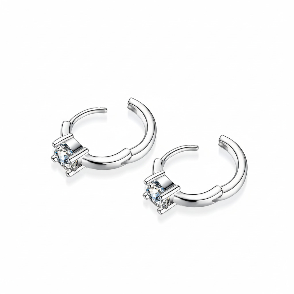 0.5CT Round Cut VVS Moissanite S925 Silver Hoop Earrings 0.5CT Round Cut VVS Moissanite S925 Silver Hoop Earrings