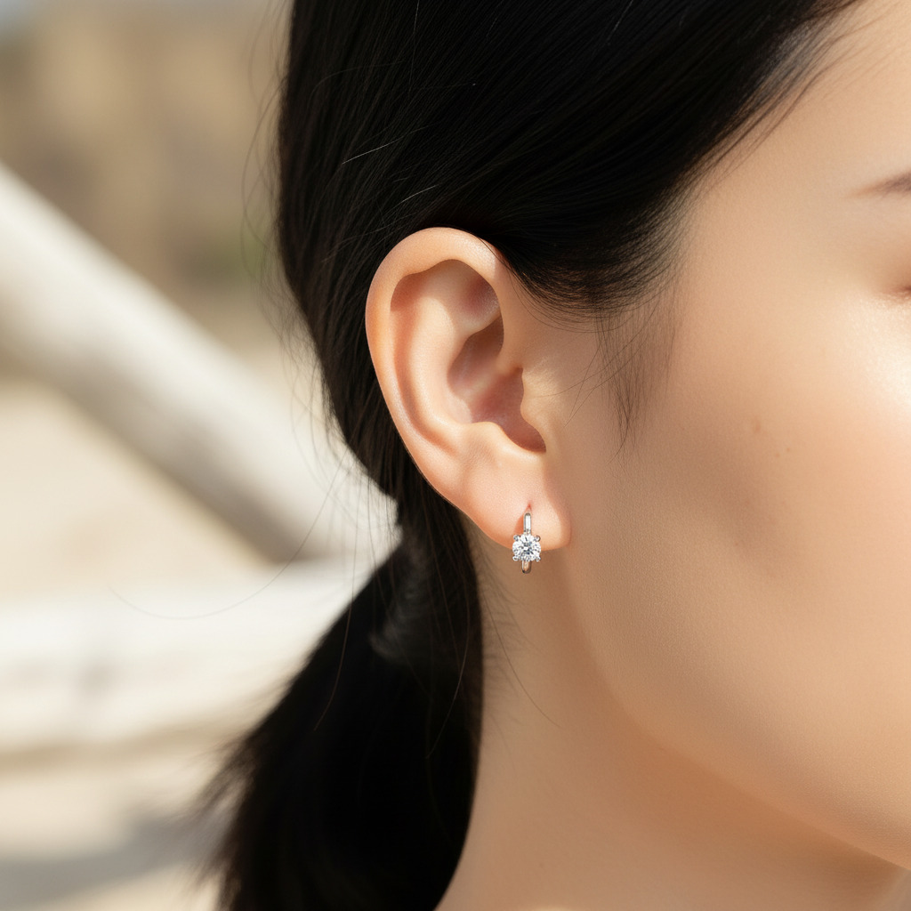 0.5CT Round Cut VVS Moissanite S925 Silver Hoop Earrings 0.5CT Round Cut VVS Moissanite S925 Silver Hoop Earrings