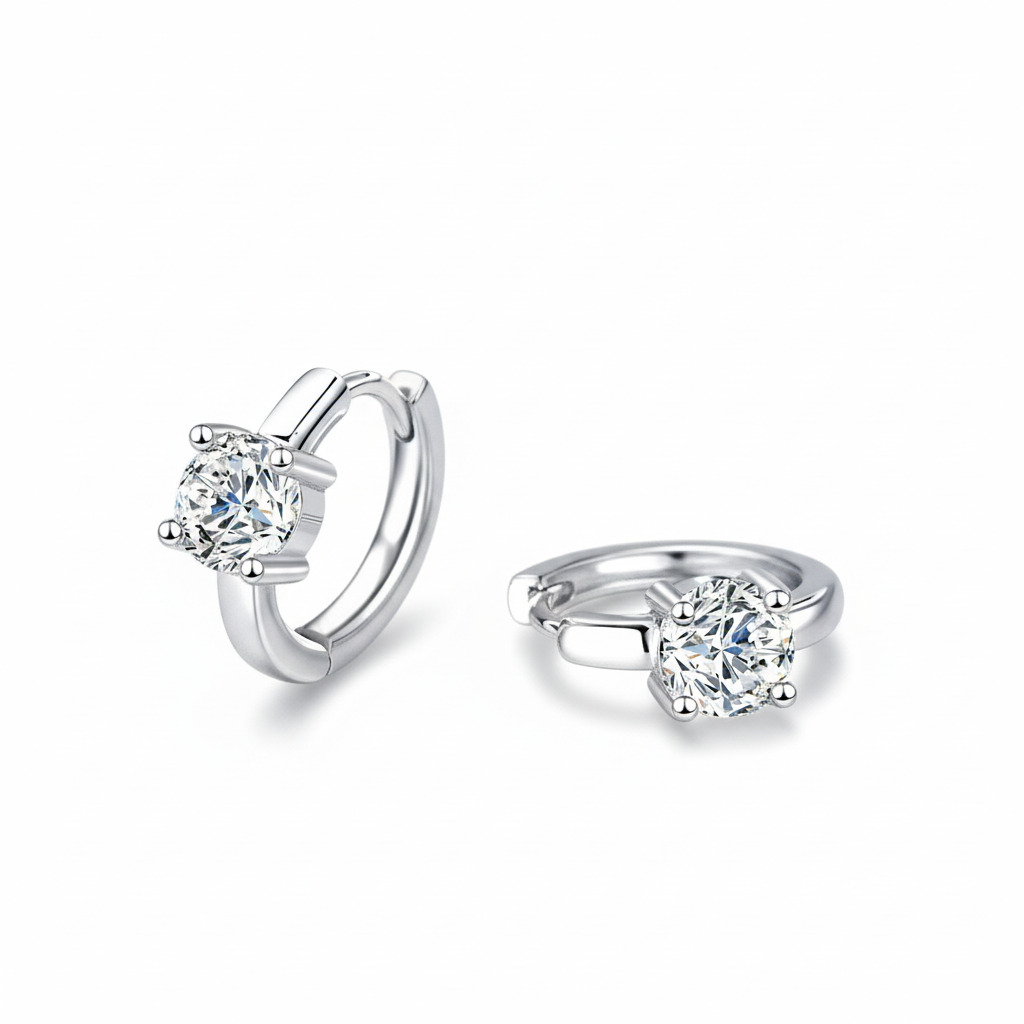 0.5CT Round Cut VVS Moissanite S925 Silver Hoop Earrings 0.5CT Round Cut VVS Moissanite S925 Silver Hoop Earrings