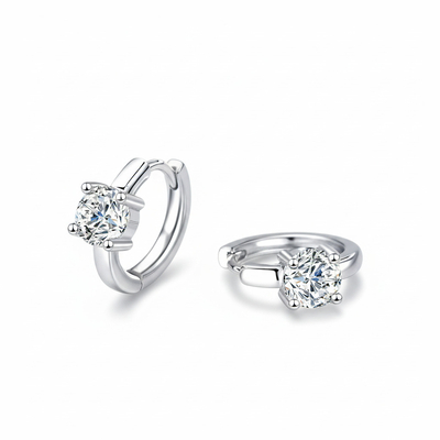 0.5CT Round Cut VVS Moissanite S925 Silver Hoop Earrings