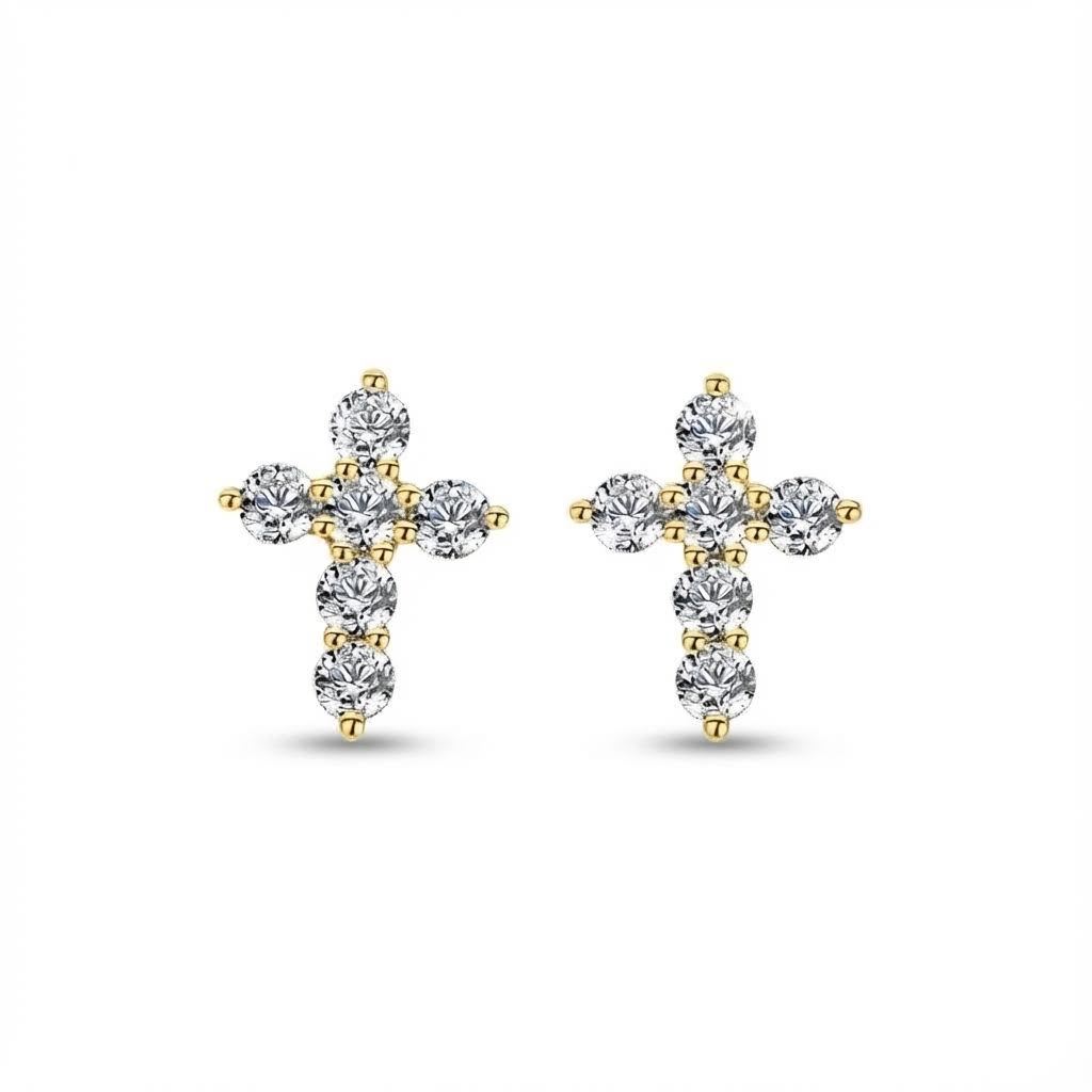 Round Cut VVS Moissanite S925 Silver Cross Stud Earrings Round Cut VVS Moissanite S925 Silver Cross Stud Earrings