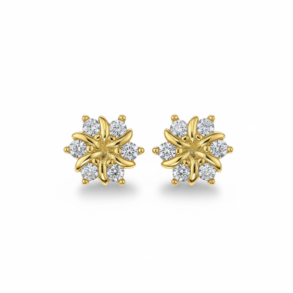Round Cut VVS Moissanite S925 Silver Flower Stud Earring