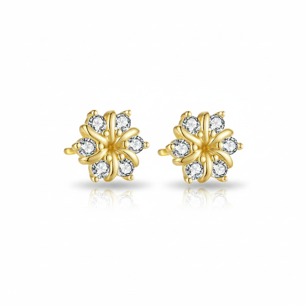 Round Cut VVS Moissanite S925 Silver Flower Stud Earring