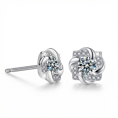 0.3CT Round Cut VVS Moissanite S925 Silver Windmill Stud Earrings