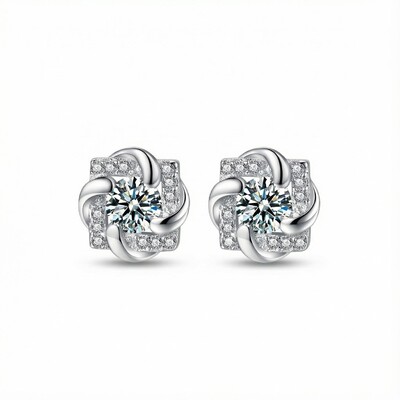 0.3CT Round Cut VVS Moissanite S925 Silver Windmill Stud Earrings