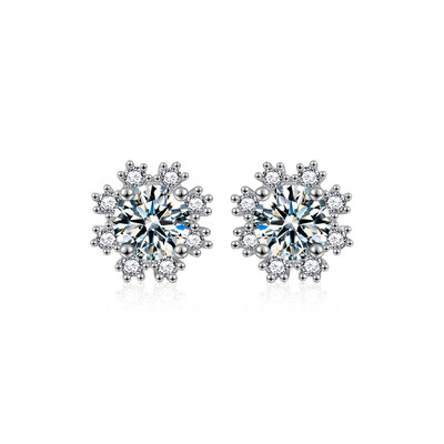 0.5CT Round Cut VVS Moissanite S925 Silver Snowflake Stud Earrings