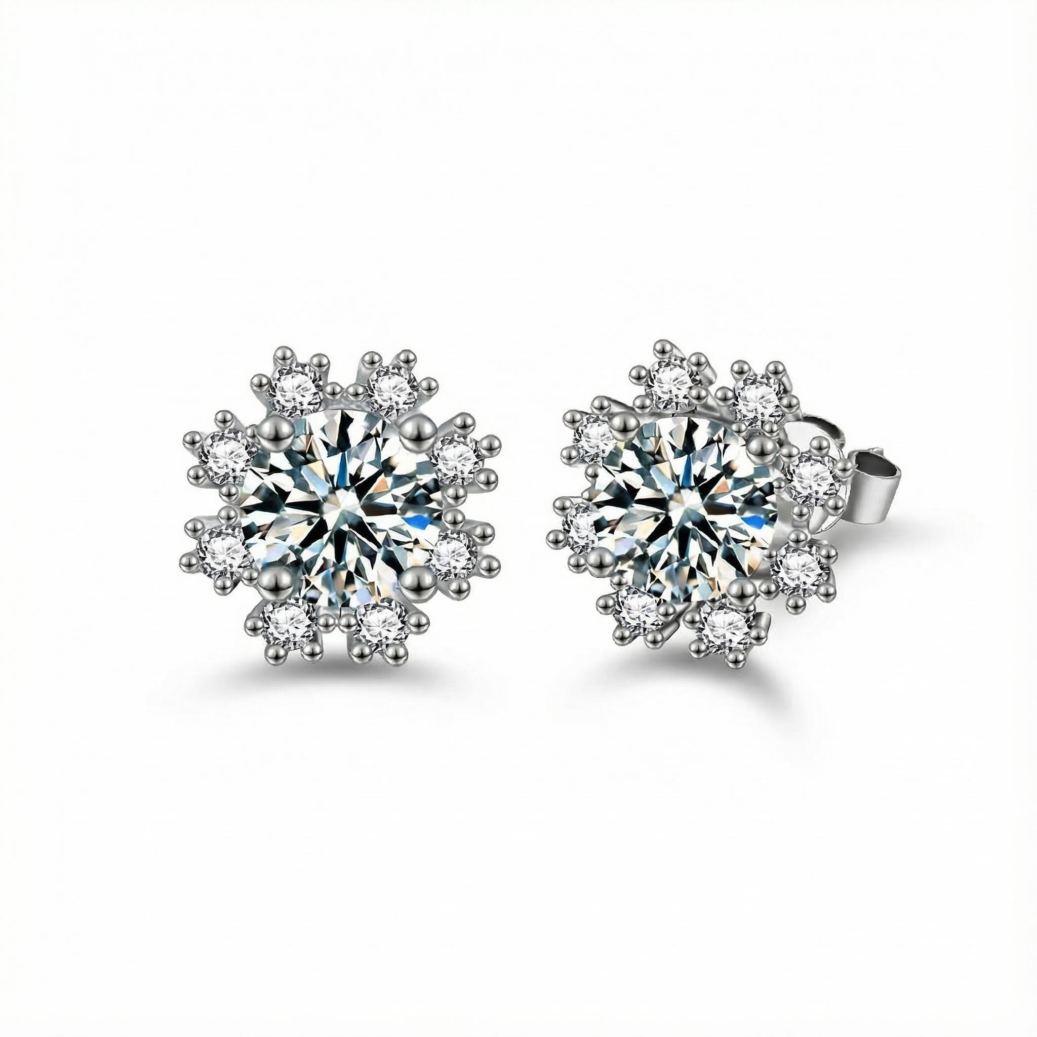 0.5CT Round Cut VVS Moissanite S925 Silver Snowflake Stud Earrings