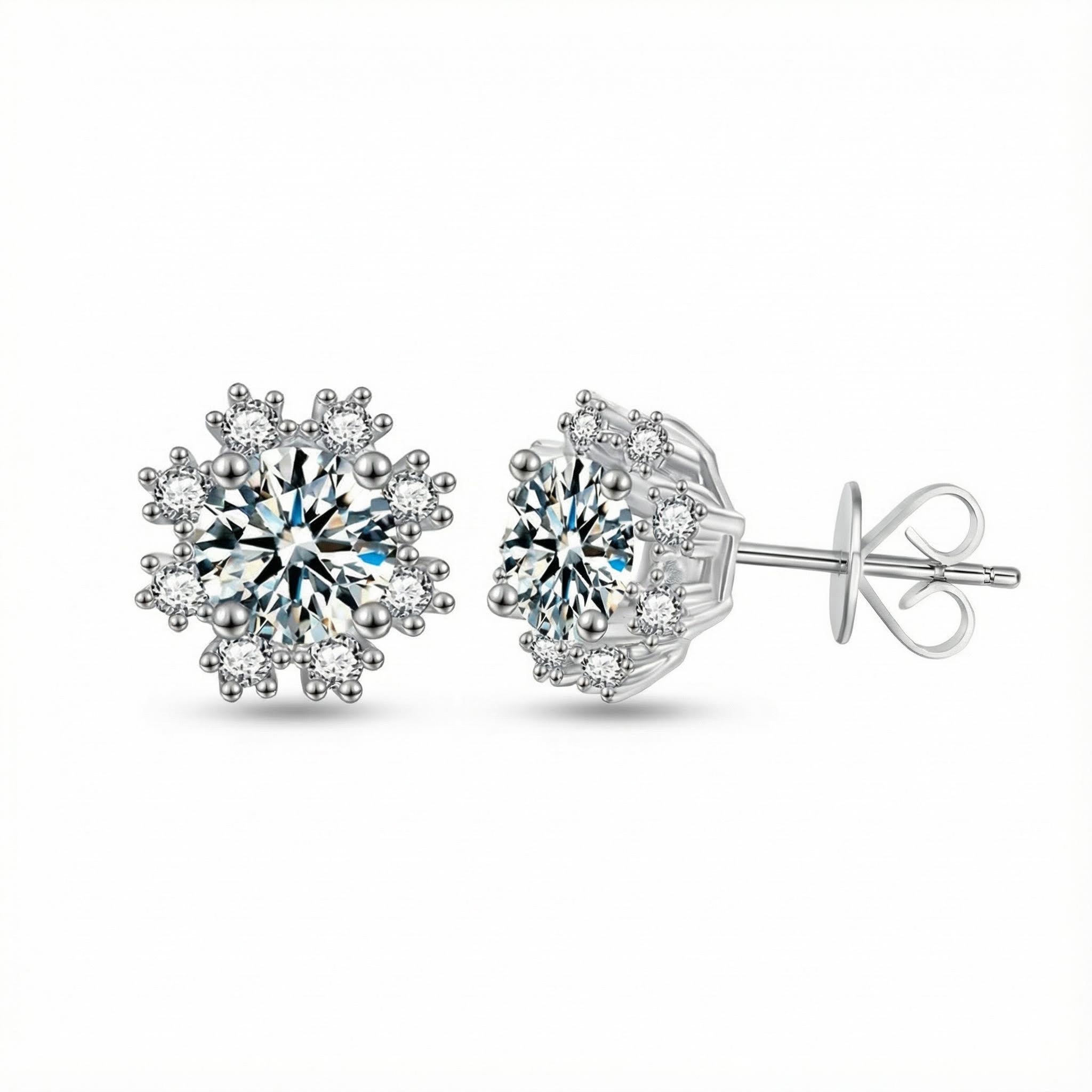 0.5CT Round Cut VVS Moissanite S925 Silver Snowflake Stud Earrings