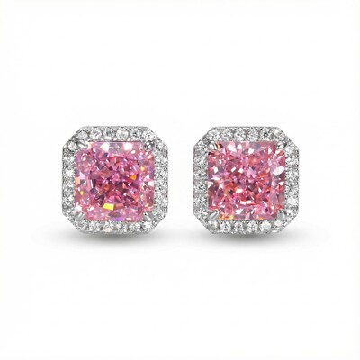 Ice Flower Cut High Carbon Diamonds Halo Stud Earrings