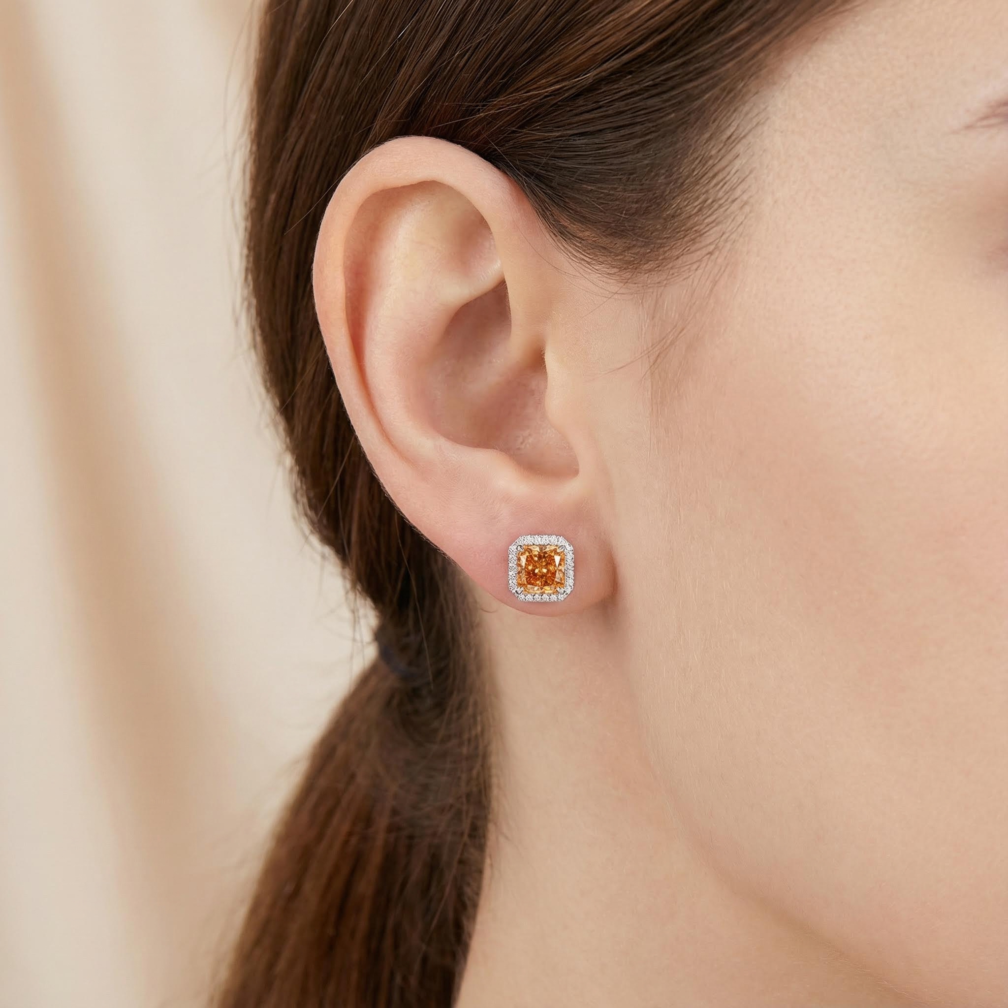 Ice Flower Cut High Carbon Diamonds Halo Stud Earrings