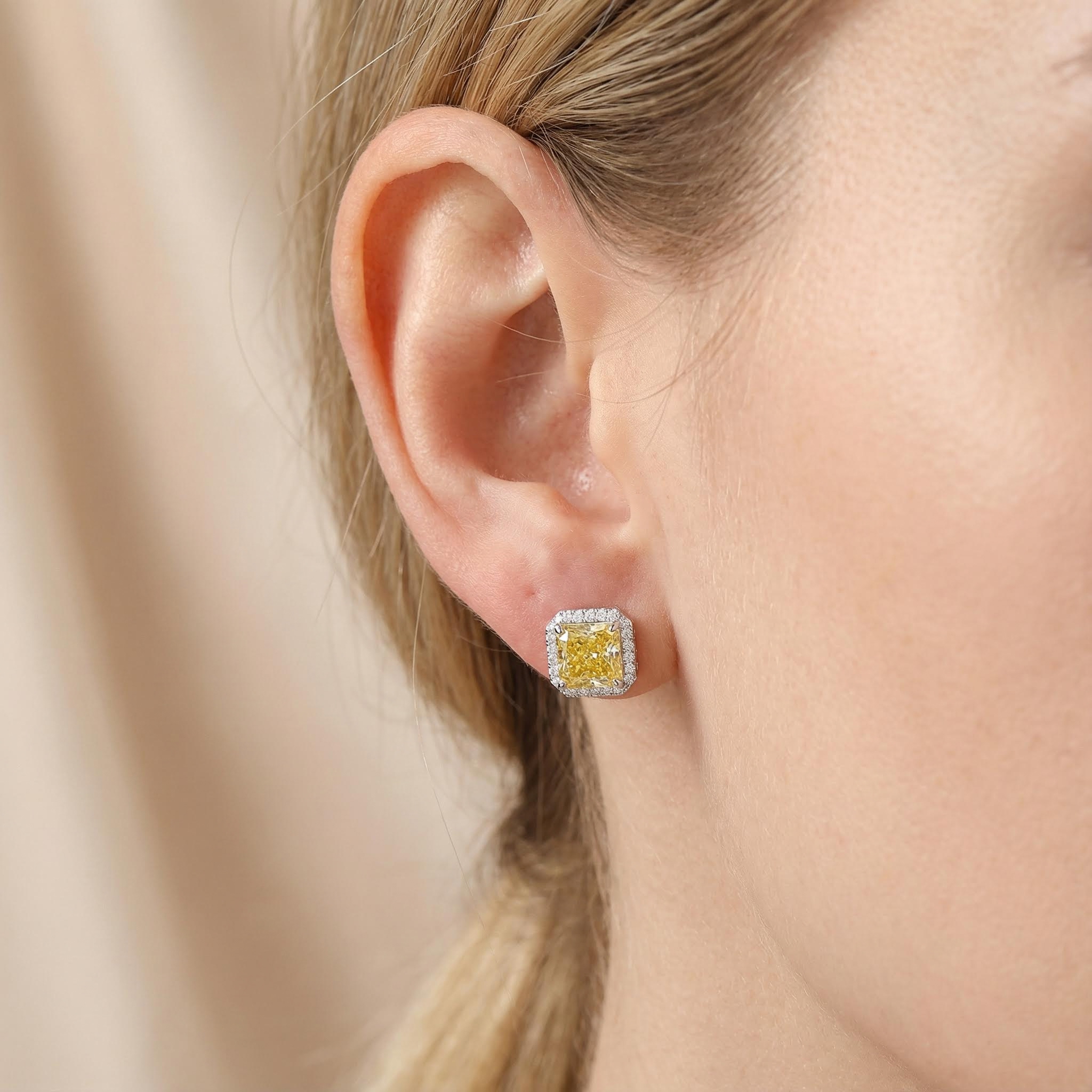 Ice Flower Cut High Carbon Diamonds Halo Stud Earrings