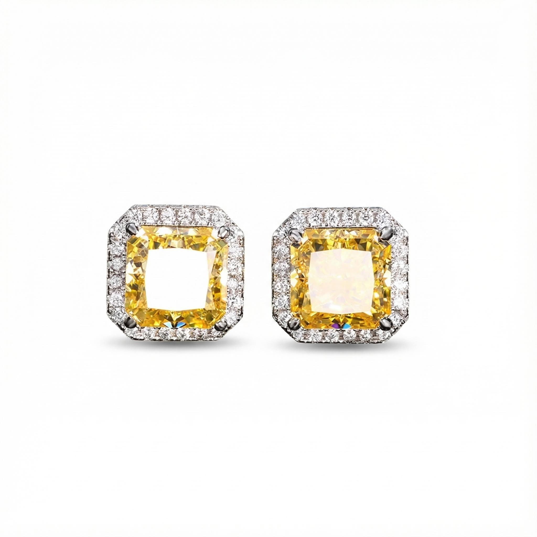 Ice Flower Cut High Carbon Diamonds Halo Stud Earrings