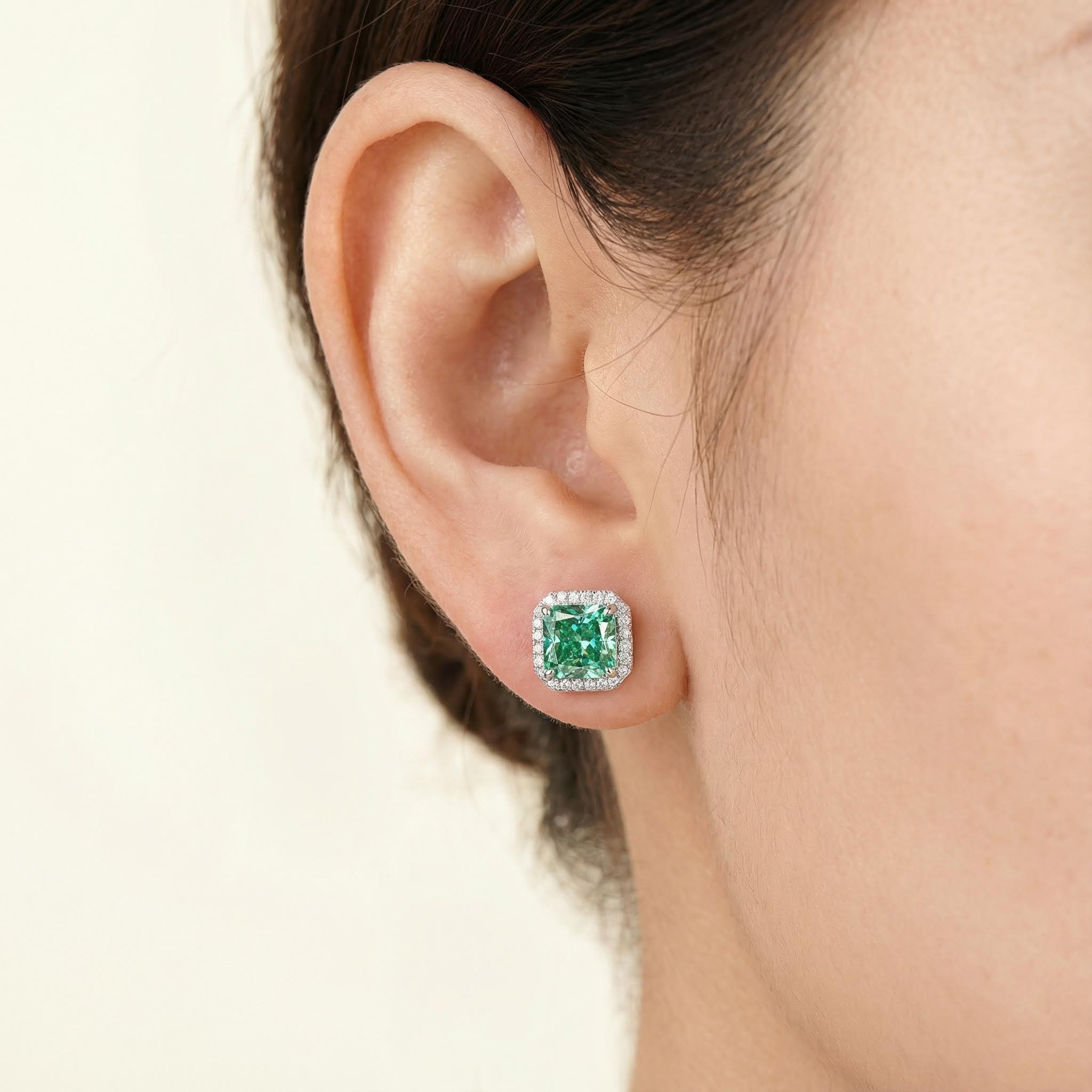 Ice Flower Cut High Carbon Diamonds Halo Stud Earrings