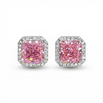 Ice Flower Cut High Carbon Diamonds Halo Stud Earrings