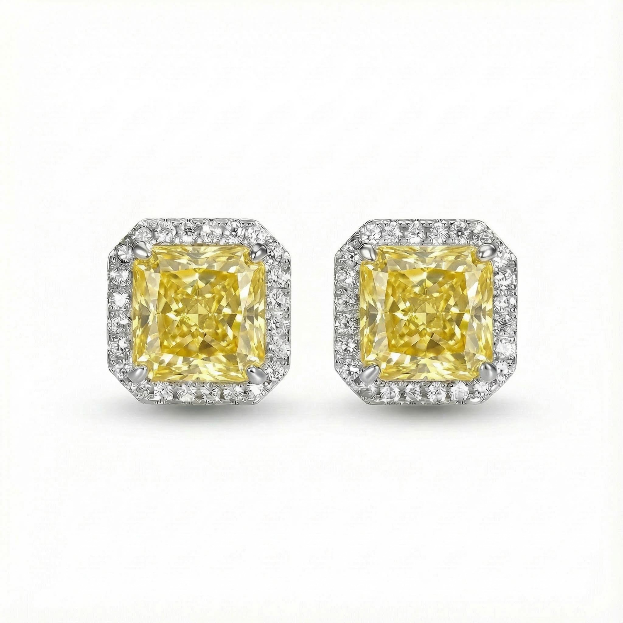 Ice Flower Cut High Carbon Diamonds Halo Stud Earrings