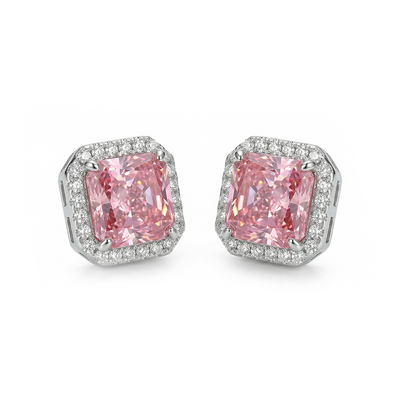 Ice Flower Cut High Carbon Diamonds Halo Stud Earrings