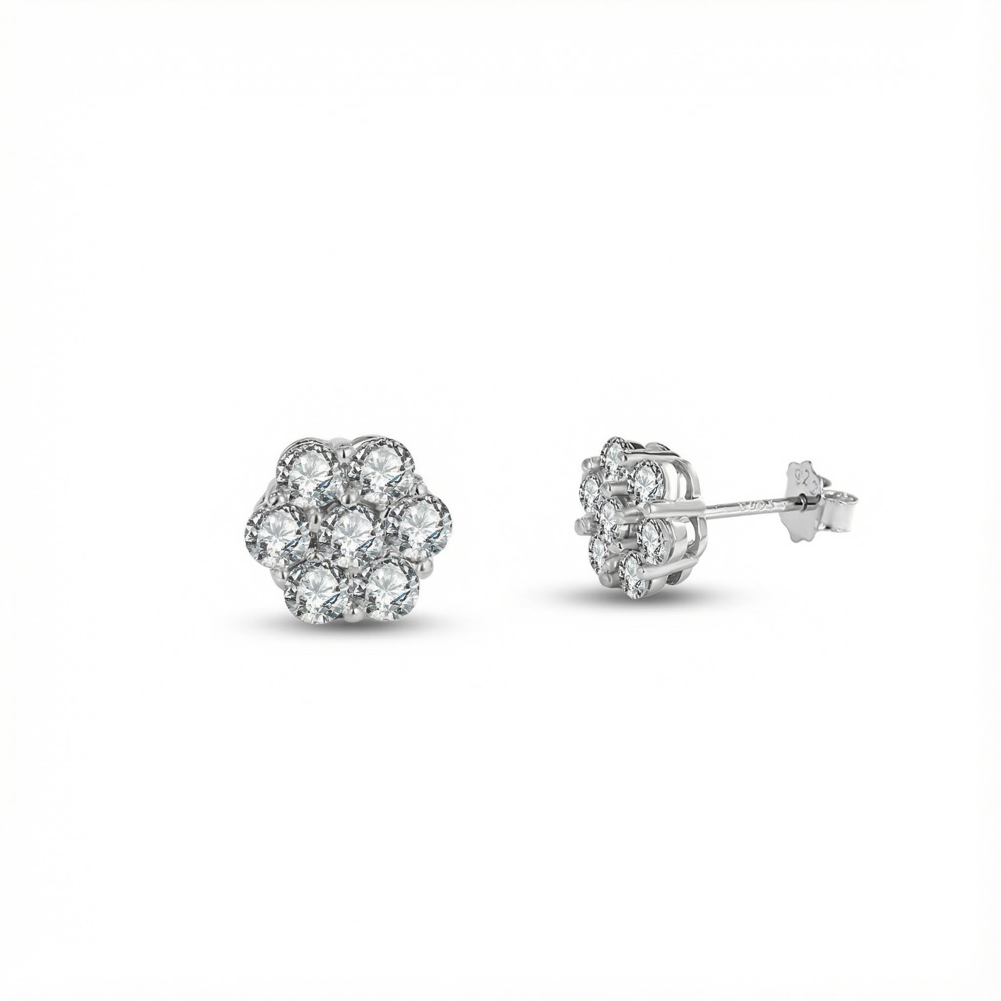 0.06CT/0.1CT Round Cut  VVS Moissanite S925 Silver  Cluster Stud Earrings