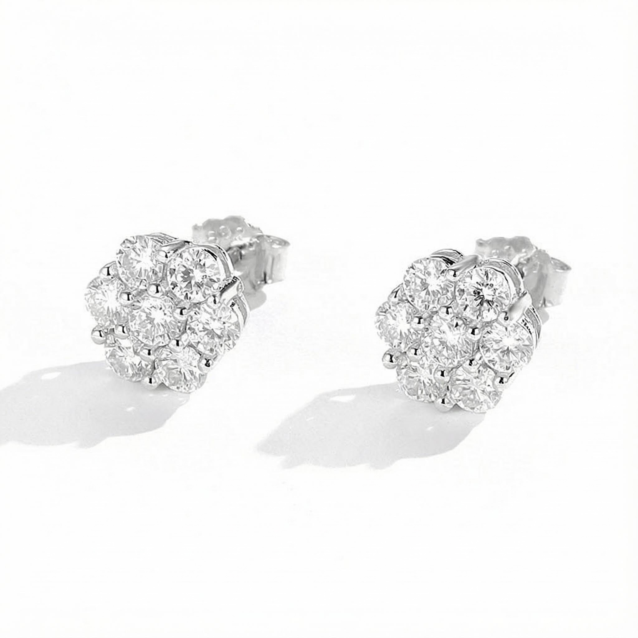 0.06CT/0.1CT Round Cut  VVS Moissanite S925 Silver  Cluster Stud Earrings