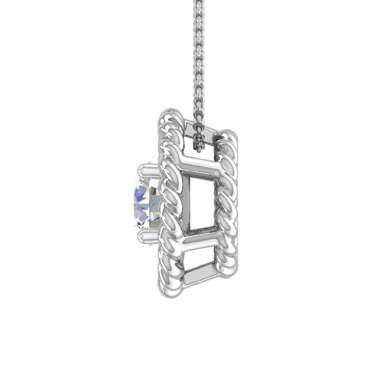 S925 Silver Round Diamond Solitaire Floral Pendant Necklace